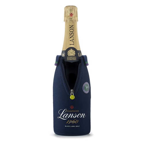 Lanson Black Label Brut Wimbledon Jacket 75cl Lanson Black Label Brut NV  As Lanson are the official suppliers of champagne to the Wimbledon Championships they have launched this Wimbledon edition neoprene jacket with their Black Label Champagne to celebrate this event. An impressive range of 40 to 50 crus are blended together to form this Brut Champagne.  . Price includes free UK Mainland Delivery, and Exports and international delivery available.